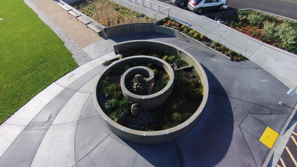aerial view of spiral garden