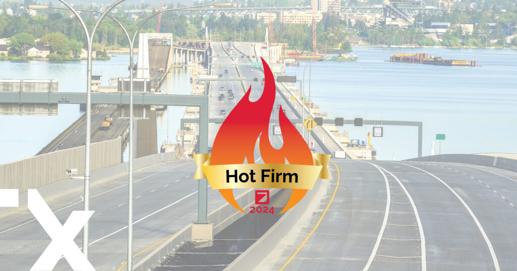 A bridge with a flame logo and text "Hot Firm"