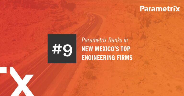 An orange background with the #9 and text "Parametrix Ranks in New Mexico's Top Engineering Firms