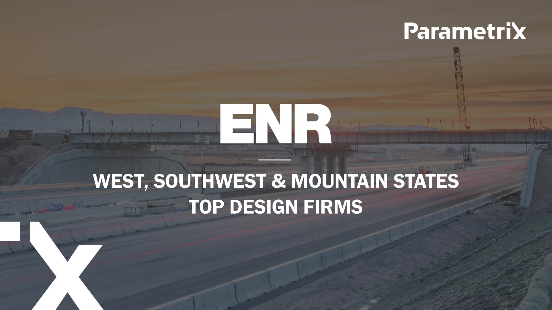An image of a highway in the background with text "ENR West, Southwest & Mountain States Top Design Firms"