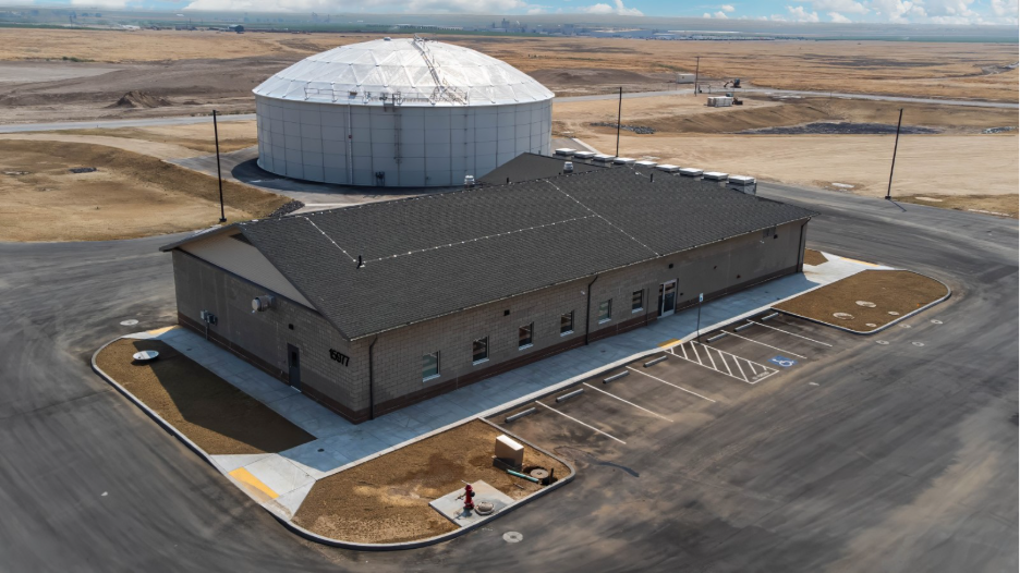A wastewater treatment plant in a desert environment